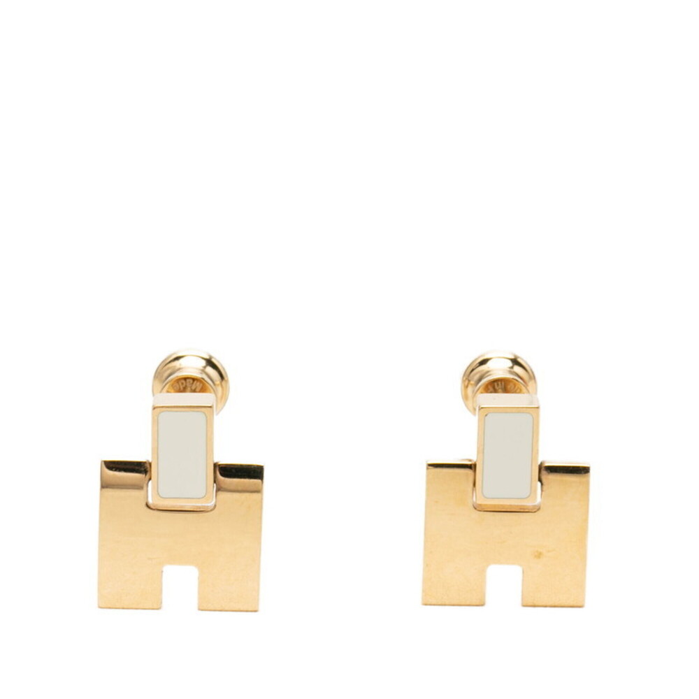 Hermes Eileen Earrings, Gold and White Plated, Women's.
